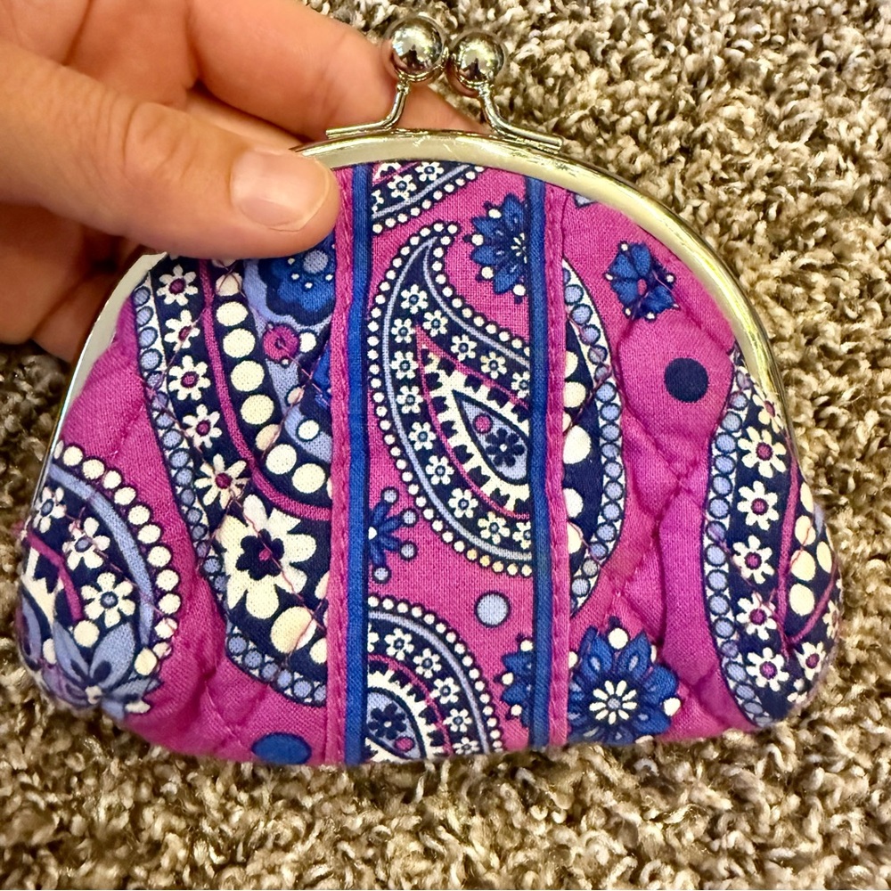 Vera Bradley Boysenberry Retired Kisslock Change Double Kiss Coin Purse